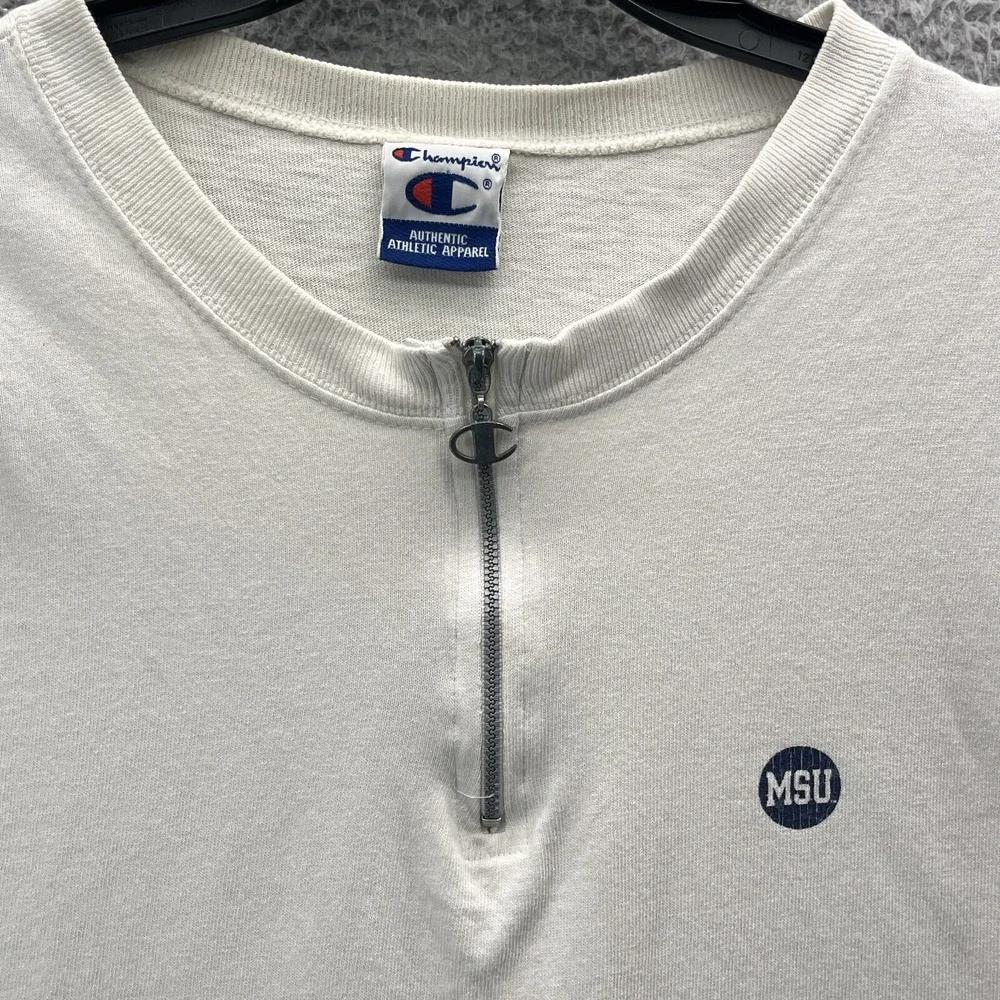 Vintage Champion Henley Zip Shirt Men's Large Preppy‎ 90's Sportswear University